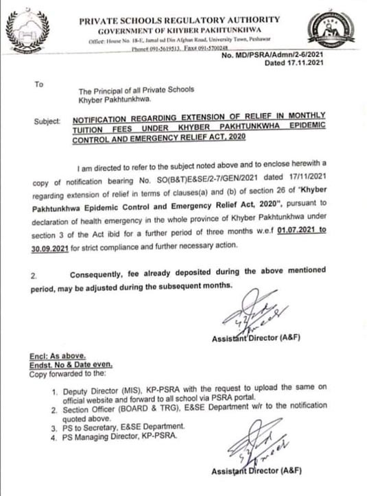 Tuition fee relief extended in KP