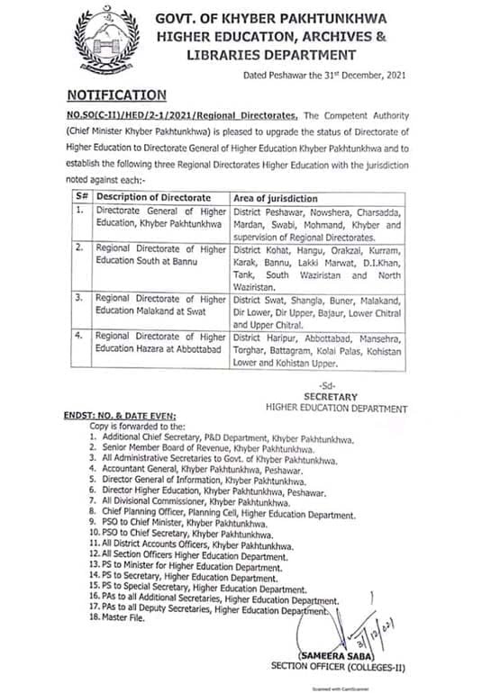 Regional directorates of higher education set up