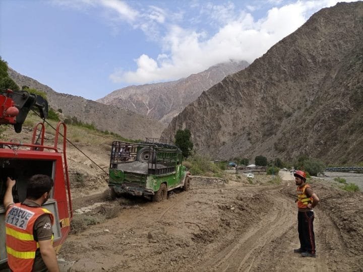 Flash floods in chitral block roads