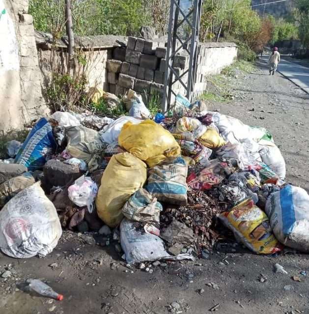 Sanitary workers on strike in Chitral