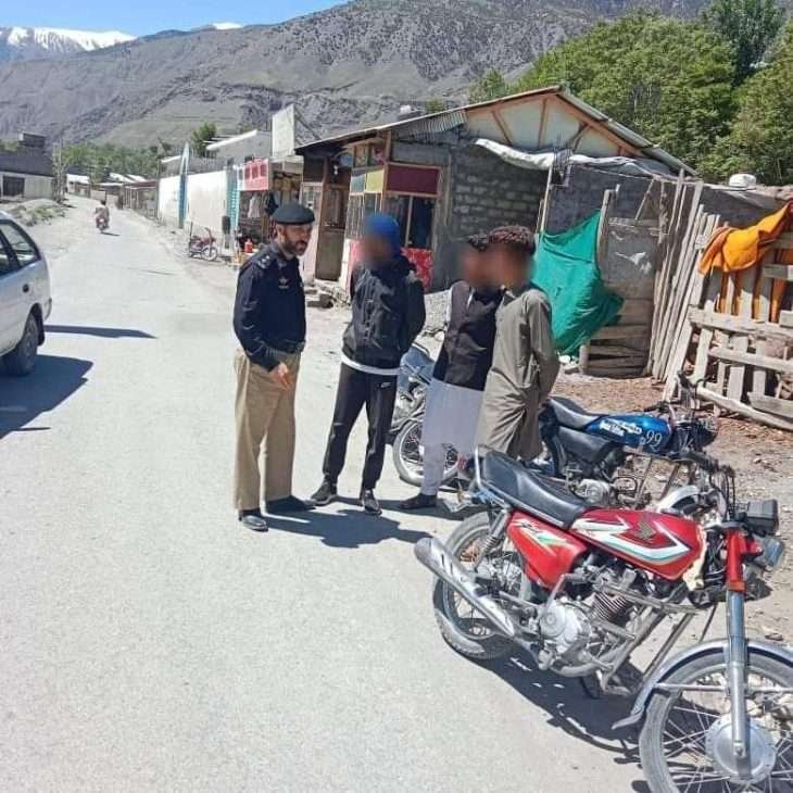Police action against underage motorcyclists in Lower Chitral
