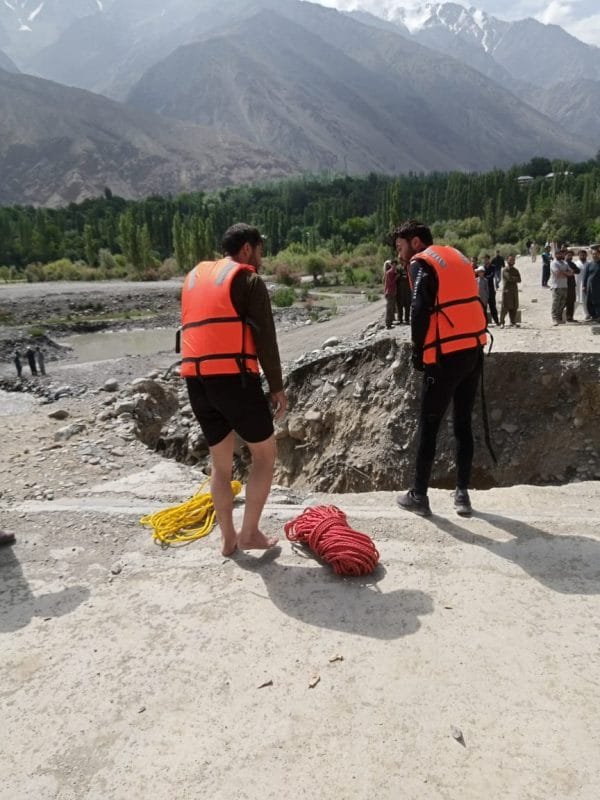 Bike riders falls into River Yarkhun from broken Mastuj bridge.