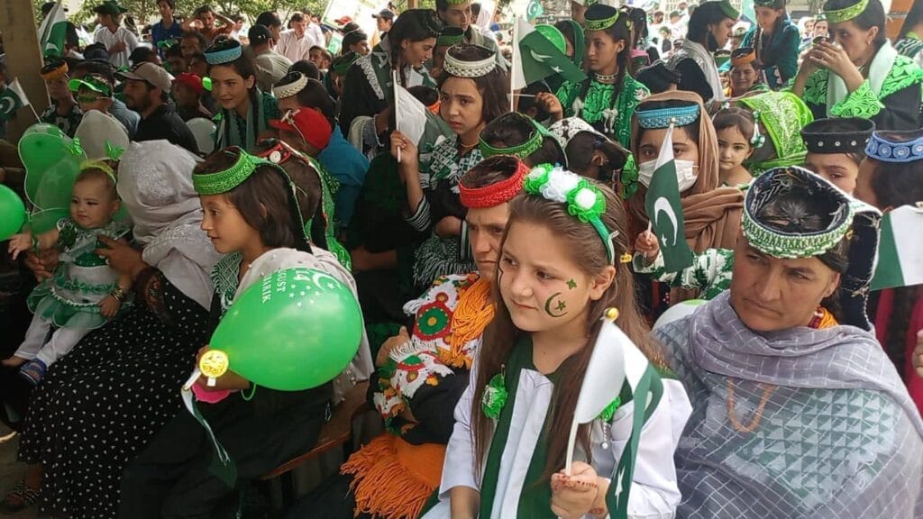 Students at Govt High School Rumbur celebrating 78th Independence Day of Pakistan on Aug 14, 2025.