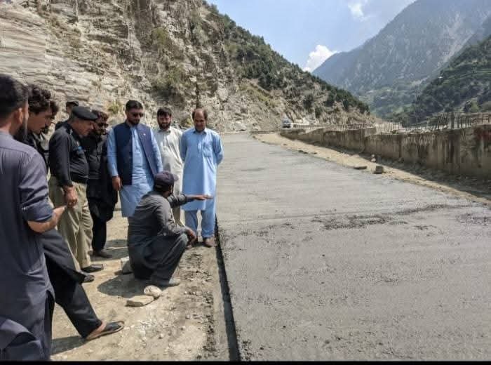 Lowari tunnel approach road work in Chitral