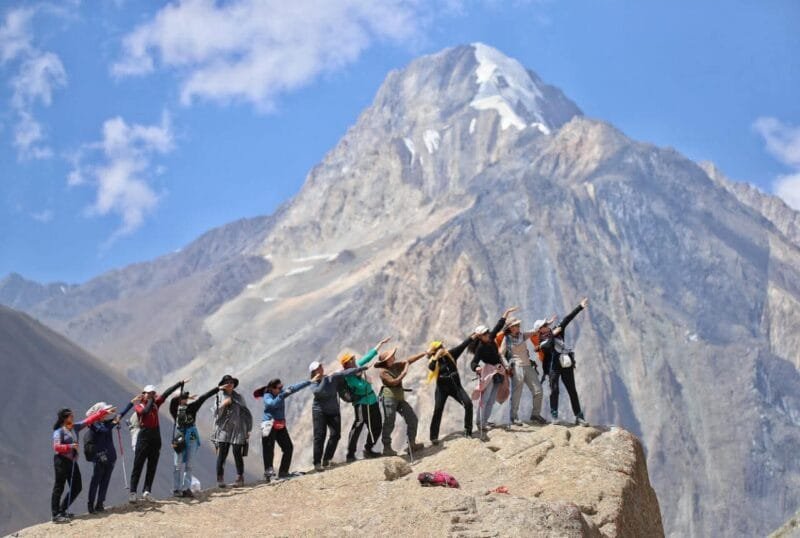 Women trekkers at advance base camp of Terichmir in Upper Chitral.