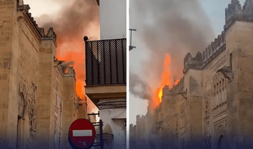 Fire erupts in Cordoba Mosque in Spain. No injuries reported