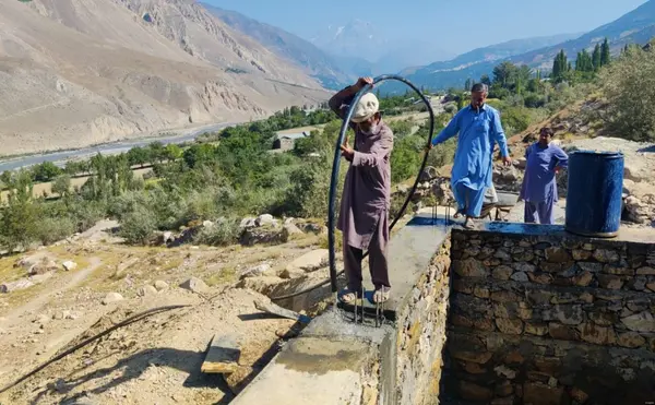 Solar powered water project in Sherjoli village of Shagram Union Council.