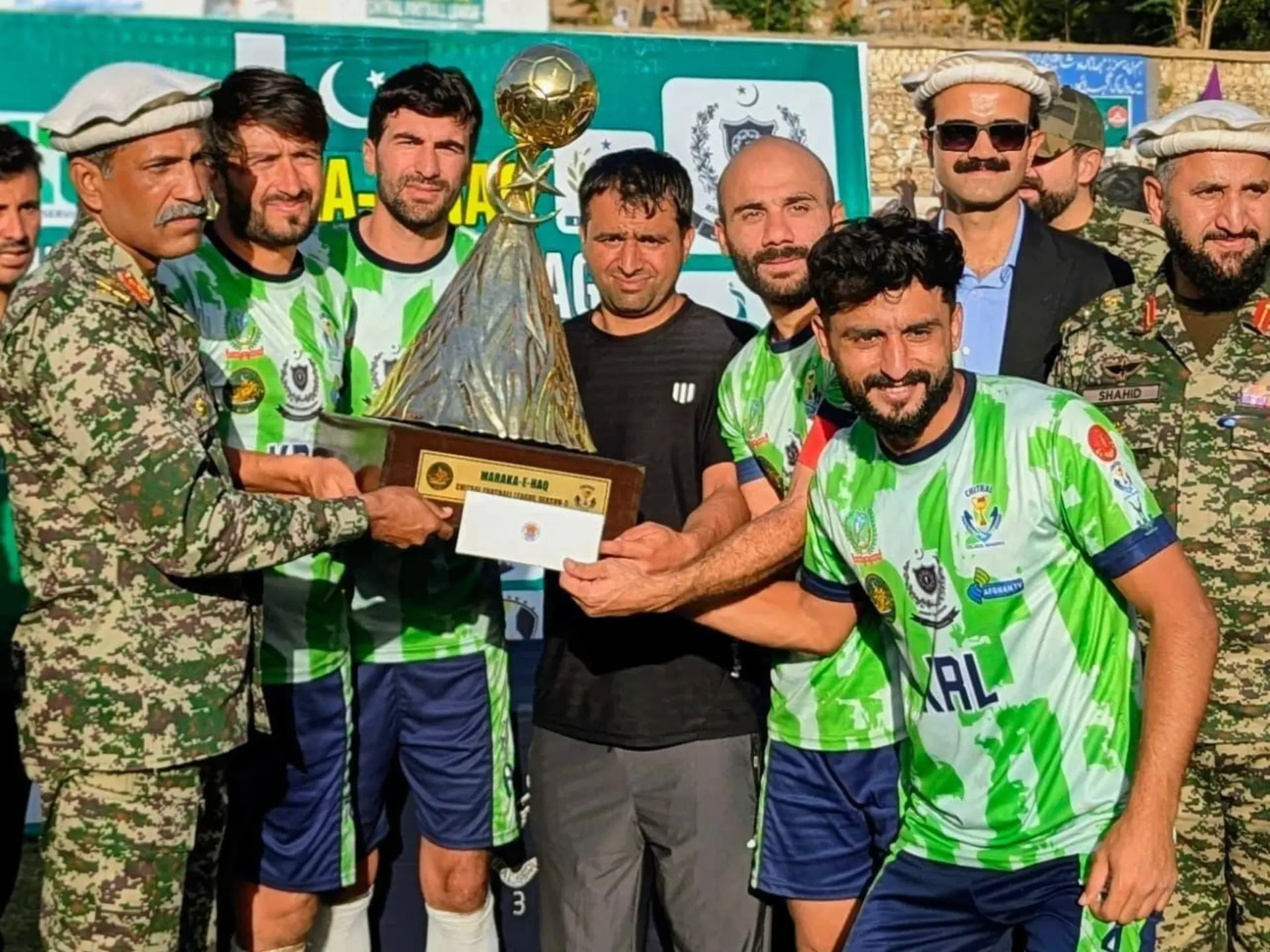 KRL Islamabad captain pictured with the trophy of Chitral Football League Session 5 on Sept 27, 2025, in Drosh, Chitral.