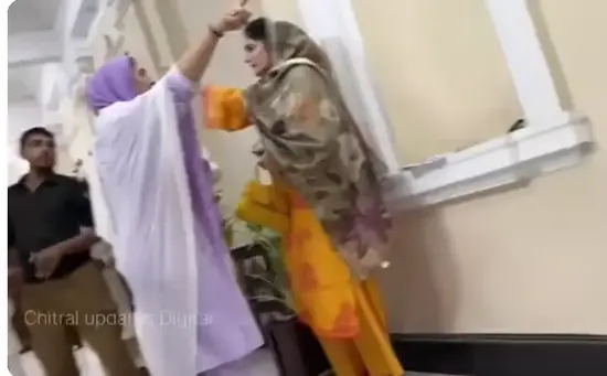 Suriya Bibi and Khadija Sardar seen exchanging harsh words in KP assembly corridors.