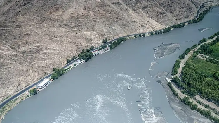 View of Chitral river called Kunar river in Afghanistan.