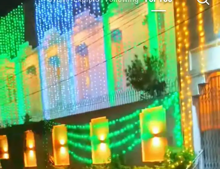 An Ismaili Jamat Khanas decorated on the eve of Imam Prince Rahim Aga Khan's 54th birthday and his first after being Imam, October 11, 2025. Peshawar.