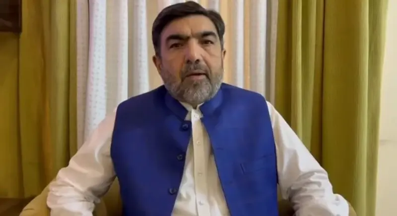 PTI MNA from Chitral Abdul Latif records a video message before surrendering to an anti terrorism court in Islamabad.