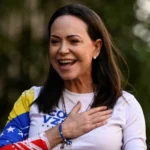 Venezuelan Opposition Leader María Corina Machado Reacts after winning Nobel Peace Prize 2025, Oct 10, 2025.