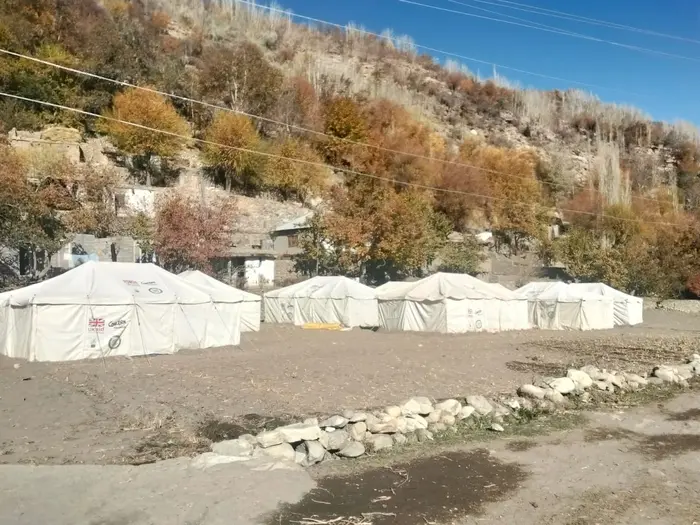 Tents set up for affected families of Yurjogh in Garam Chashma due to land sliding.