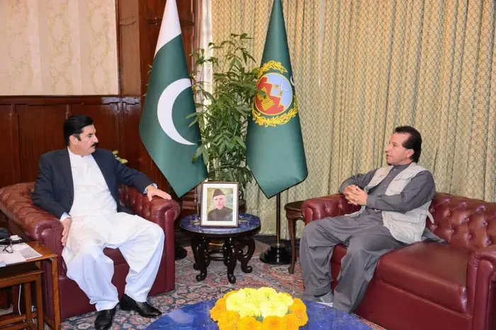 Shahzada Khalid Pervez meets KP Governor Faisal Karim Kundi in Peshawar on Nov 25, 2025.