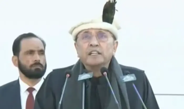 President Asif Ali Zardari addresses the 78th independence day ceremony of Gilgit-Baltistan in Gilgit on Nov 1, 2025.
