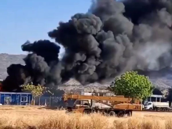 Smoke rises after a drone attack on UN peacekeepers in Sudan.