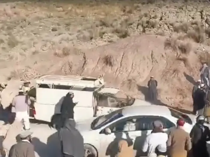 Police vehicle catches fire after being attacked in Karak, KP.