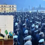 Funeral prayer of GDC Principal Prof Siraj Muhammad is attendned by a large number of people at Jinali ground Chitral town on Dec 15, 2025.