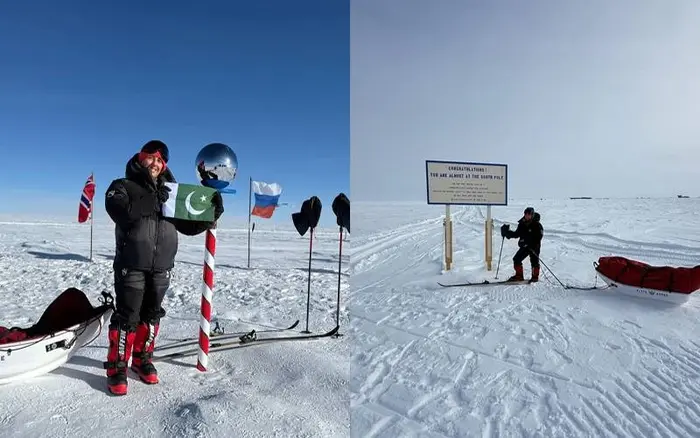 mountaineer Samina Baig from Hunza reaches the South Pole in Dec 2025.