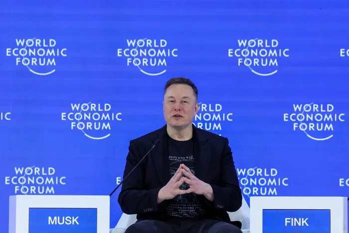 Elon Musk speaks at World Economic Forum in Davis, Jan 2026.