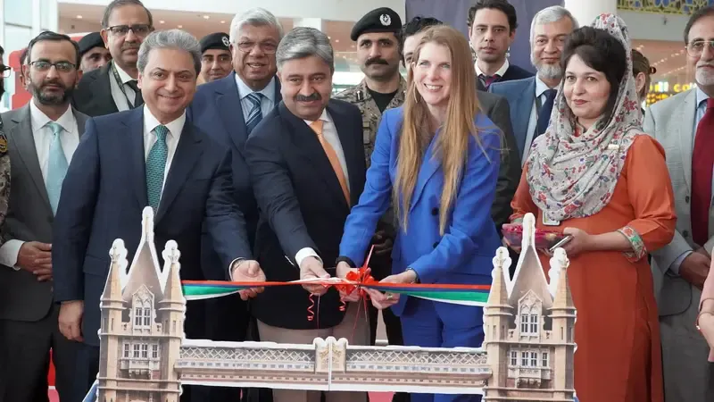 British high commissioner Jane Marriott and others inaugurate PIA direct flight to London after six years, in Islamabad.