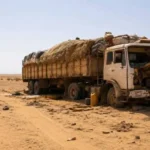 Bus in Sahara desert in which 49 people died of thirst after it broke down.