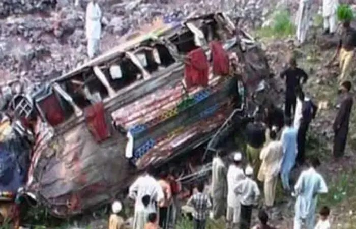 Bus that fell into a gorge in Zhob Balochistan killing around 40 people on July 3, 2026.