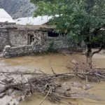 Houses flooded and damaged in Shishi Koh valley of Lower Chitral, July 20, 2026.
