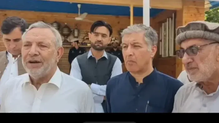 Abdul Wali Advocate, Shahzada Iftikhar, Saeed Ahmed and others after PM Inspection Committee meeting