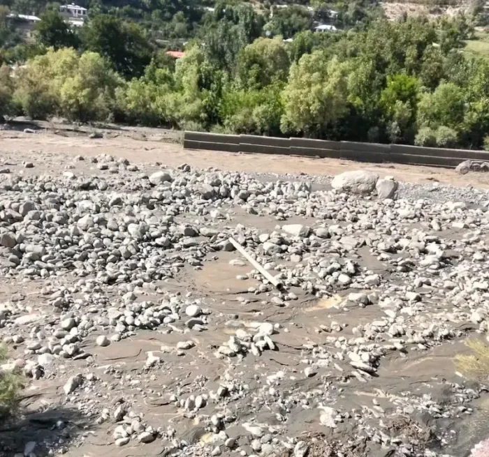 Water supply lines washed away by floods in Drosh.