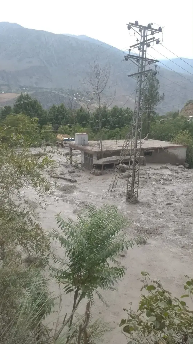 Flash flood in Broz Gol Lower Chitral on Aug 3, 2026.