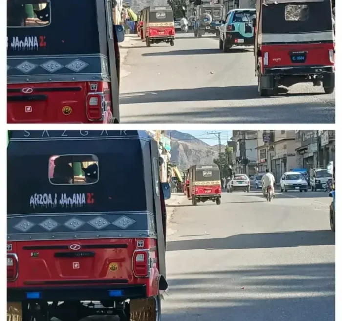 Rickshaw in Chitral Bazar, traffic issues