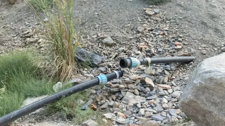 A water supply line seen unscrewed and disconnected near Seenlasht and Singoor Lower Chitral.