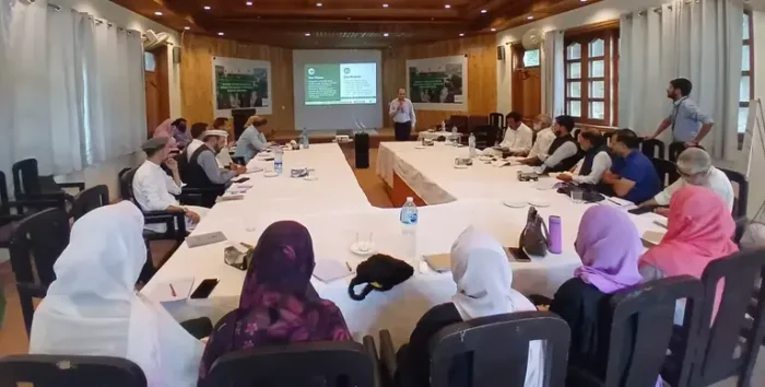 Participants bring trained on disaster reporting in Chitral at a workshop arranged by AKAH and Focus Humanitarian