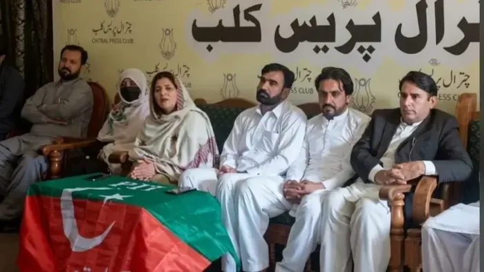 PTI Chitral Lower workers protest arrest of MPA Fatehul Mulk Nasir.