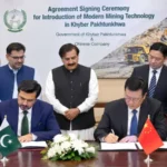 Officials from China and KP sign an agreement for modern mining technology in the province.