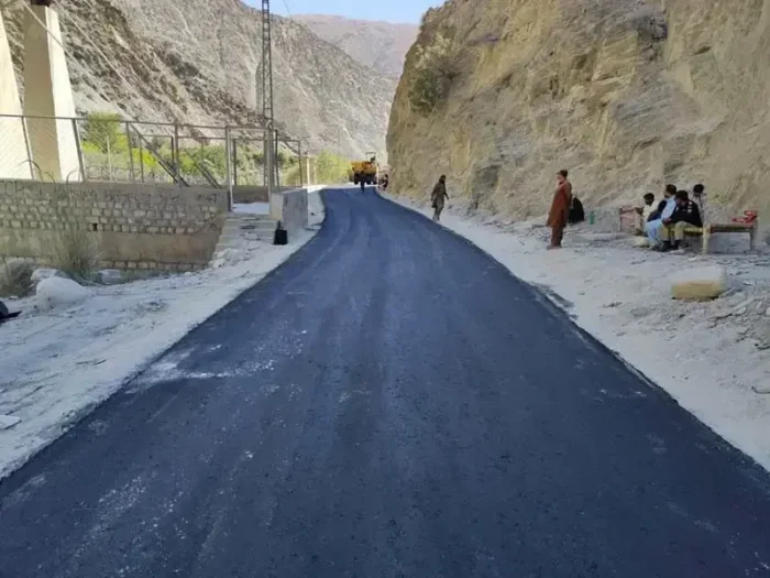 Asphalt work started on road to Garam Chashma