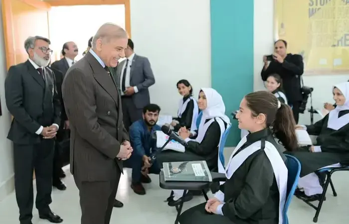Daanish school students interact with Prime Minister Shehbaz Sharif in Kuri Islamabad.